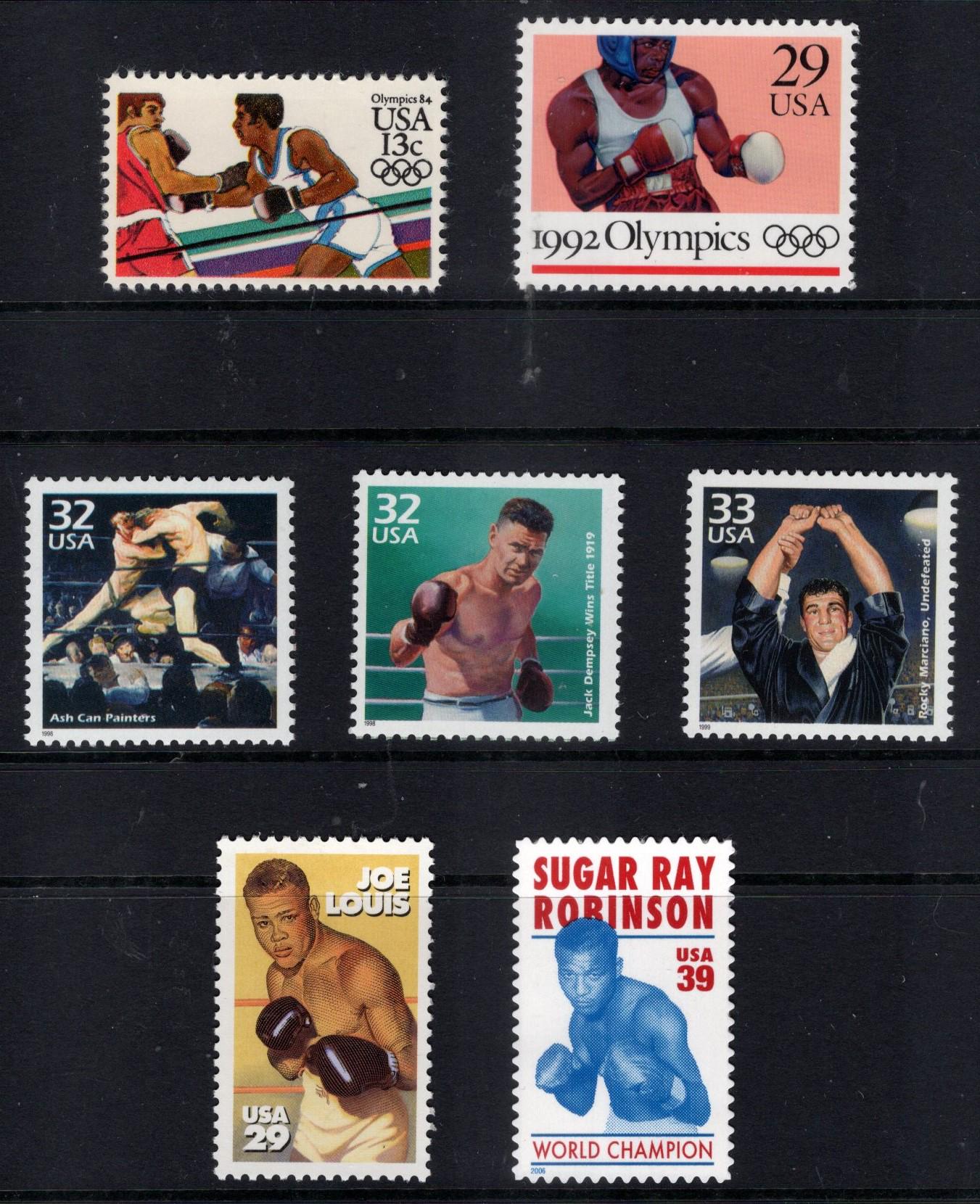 BOXING GREATS FIGHTING Joe Louis - Rocky Marciano - Jack Dempsey - Sugar Ray Robinson - Collection of 7