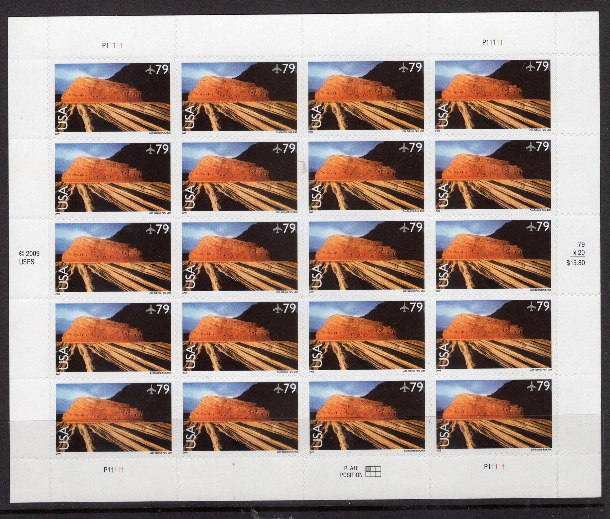 ZION NATIONAL PARK, Utah Sheet of 20 Scenic Landscapes