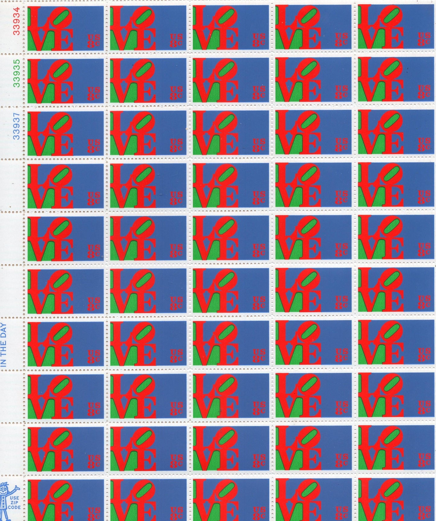 ROBERT INDIANA LOVE Sheet of 50 - Art Design
