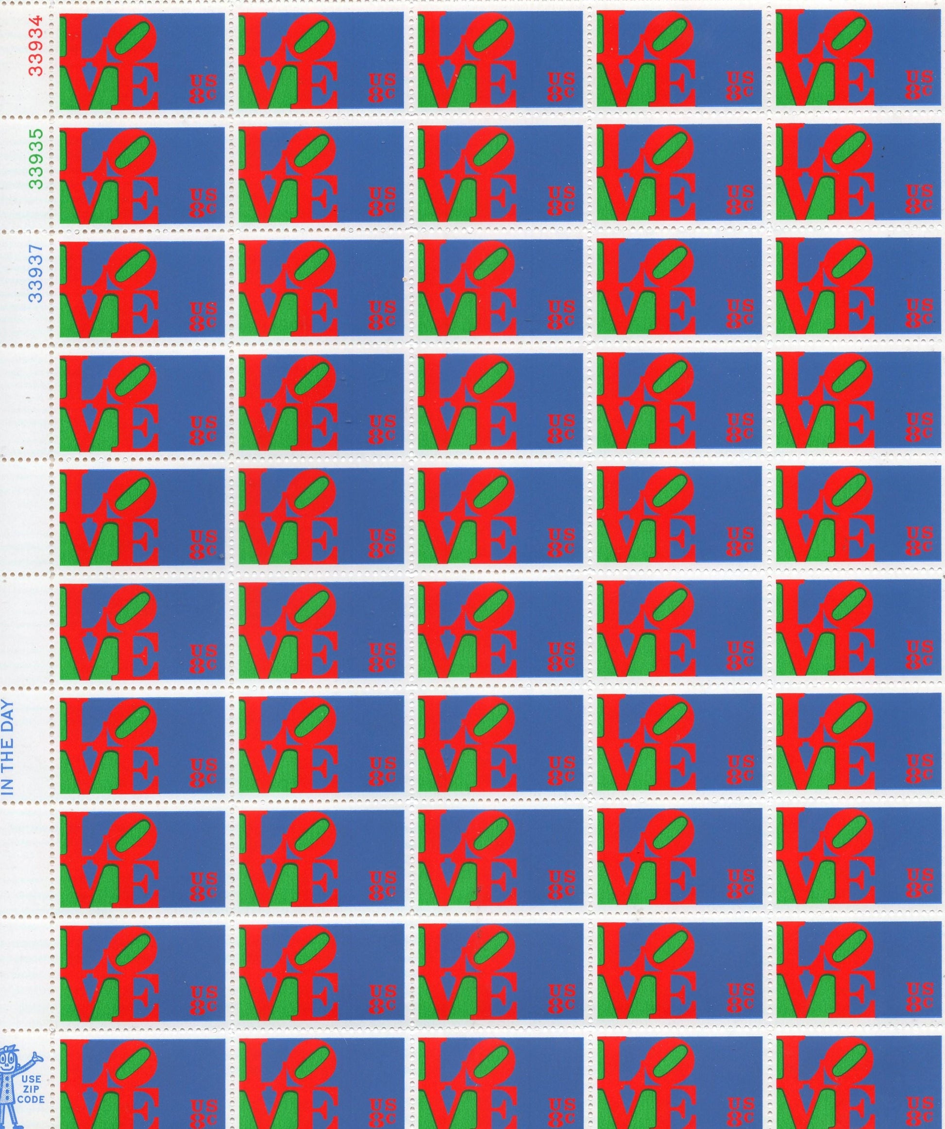 ROBERT INDIANA LOVE Sheet of 50 - Art Design